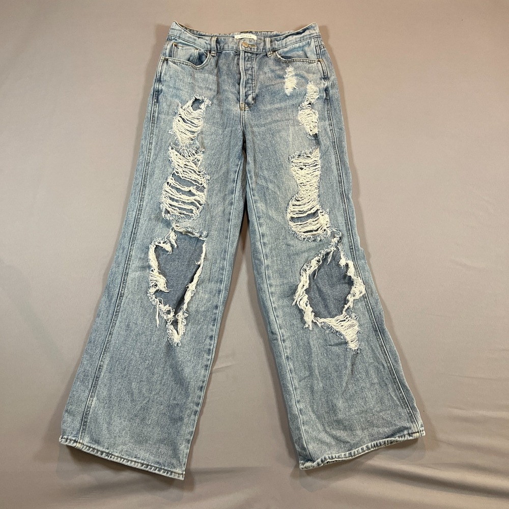 Pacsun Ripped Baggy Jeans Womens 30 Blue Denim High Rise Light Wash Streetwear
